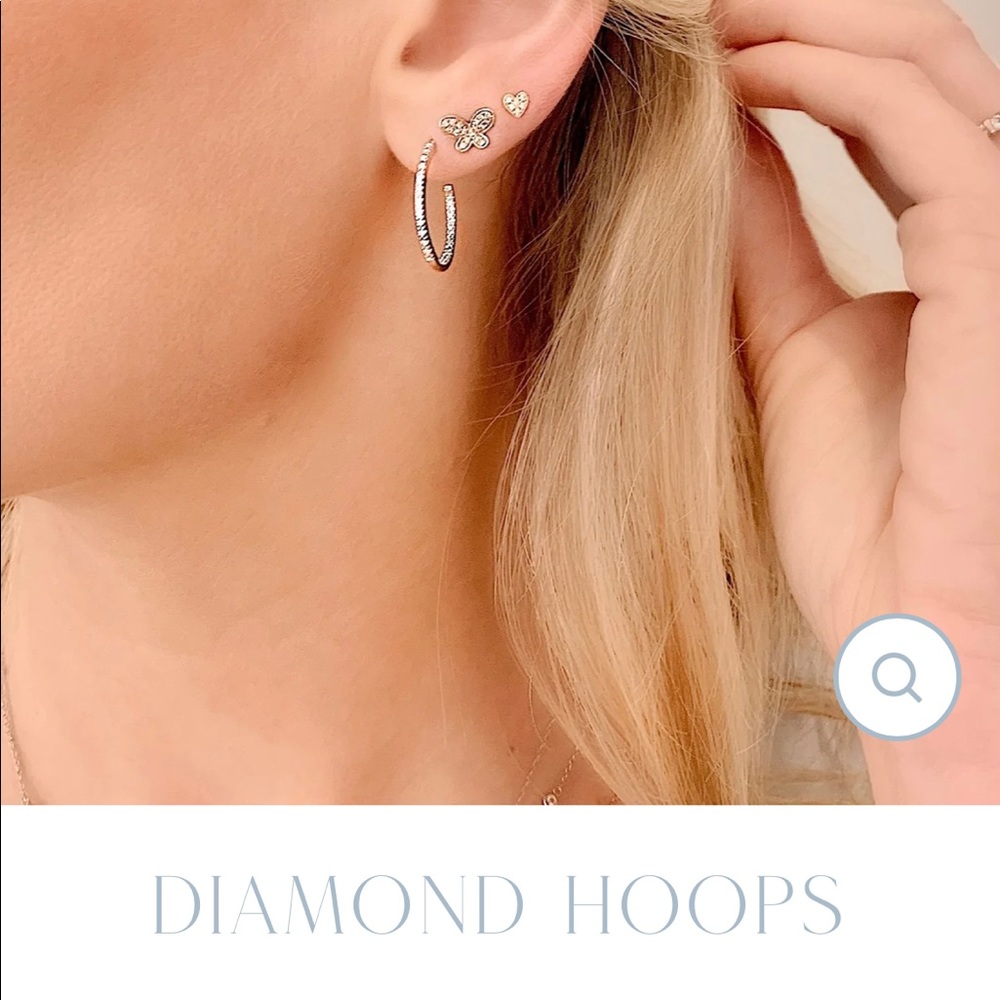 Diamond Aupair Diamond and Sterling Hoops.
